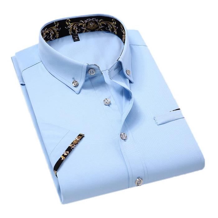 Chemise Homme Imprim Col Boutonn Manches Courtes Slim Casual Ete