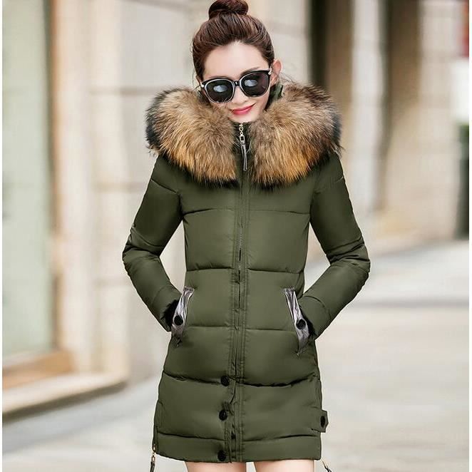 Doudoune femme Marque luxe Section moyenne et longue col en parka