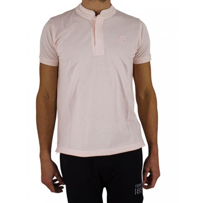 Cerruti 1881 Polo manches courtes col mao New Firenza Rose Clair Homme