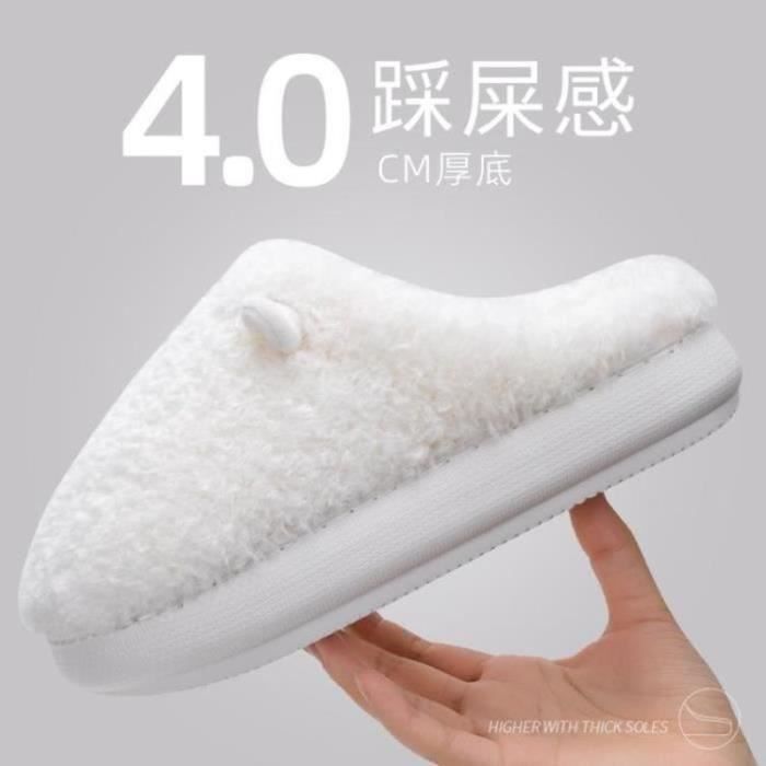 Chaussons Peluche Motif Ballon - Pantoufles Chaudes Maison Homme Femme, Semelle Antidérapante