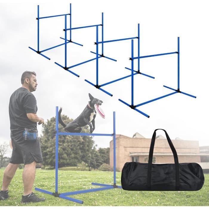 Comparer les prix de NAIZY Lot de 4 Agility sport pour chiens en PVC compagnie de slalom réglables en hauteur pour chiens chats entraînement