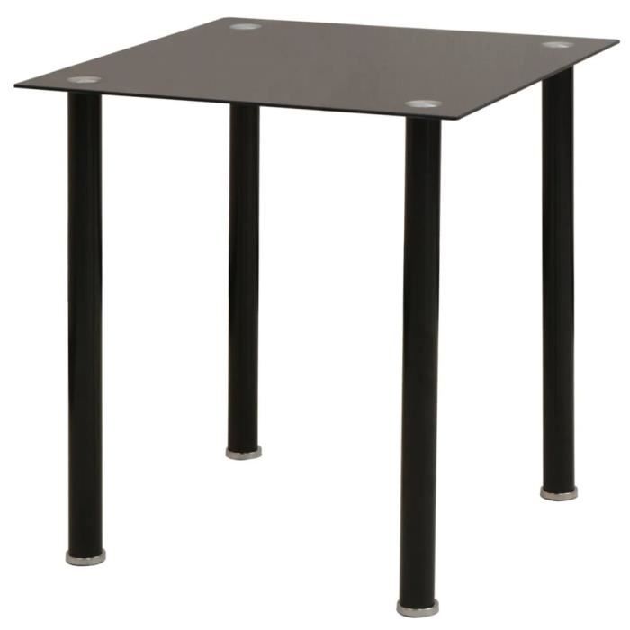 ensemble table et chaise de salle à manger contemporain ovonni - noir - 4 places - verre trempé - acier laqué