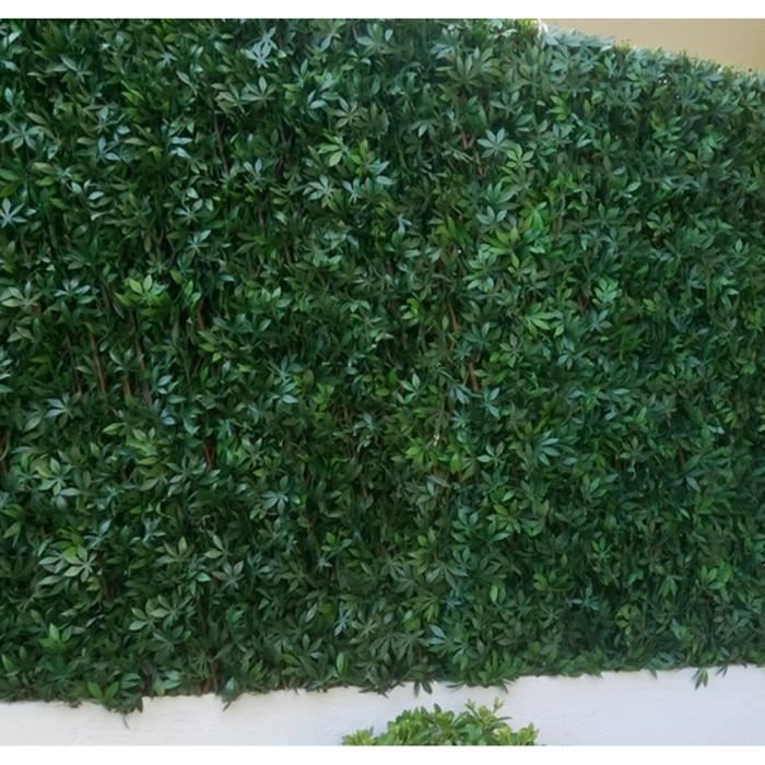 Brise-vue treillis en feuilles vigne vierge verte en PVC - Dim : 1,00m x 2m
