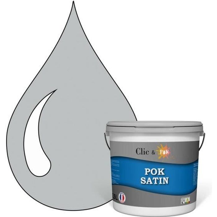 Peinture Satin a l'eau Lessivable - Gris Perle - POK SATIN Acrylique - 2,5L  - Achat / Vente peinture - vernis POK Gris Perle 2,5L - Cdiscount