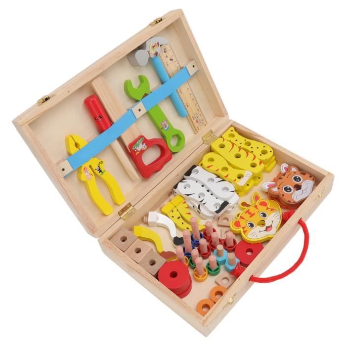 Boîte à outils éducative - En bois - 34 outils - Pour enfants de 3 ans