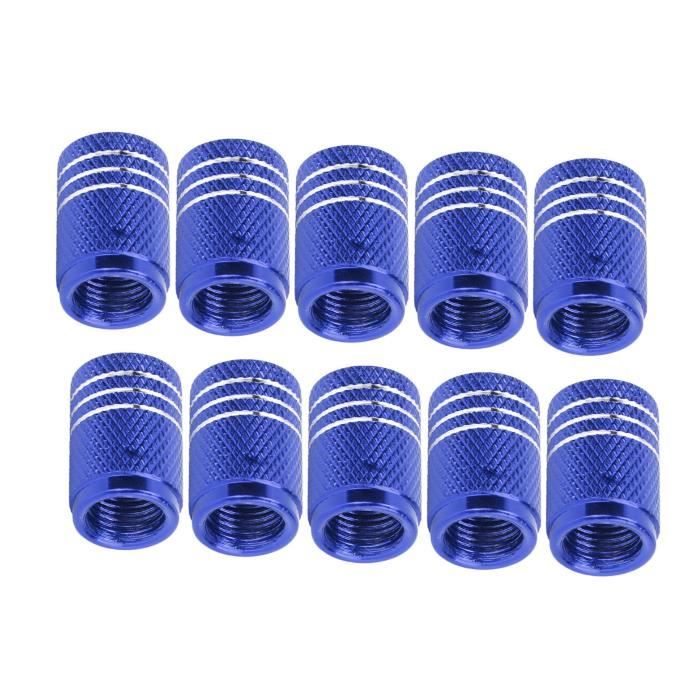 Lot De 4 Bouchons De Valve Fluorescents Bleus Pour Pneus - Universels (voiture, Moto, Vélo), Avec Pile Bouton