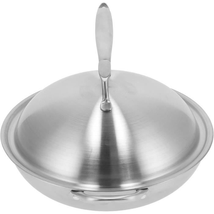 Wok Hybride 12 Pouces Avec Couvercle - Antiadhésif Acier Inoxydable - Compatible Induction - Neuf
