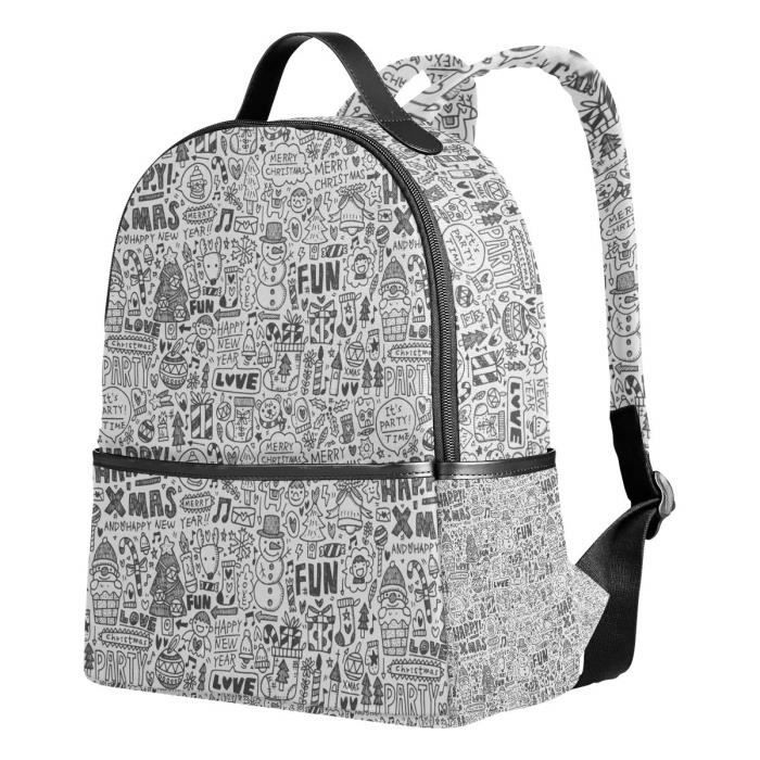 Sac A Dos D Ecole Noir Blanc Merry Christmas Bonhomme De Neige Sac
