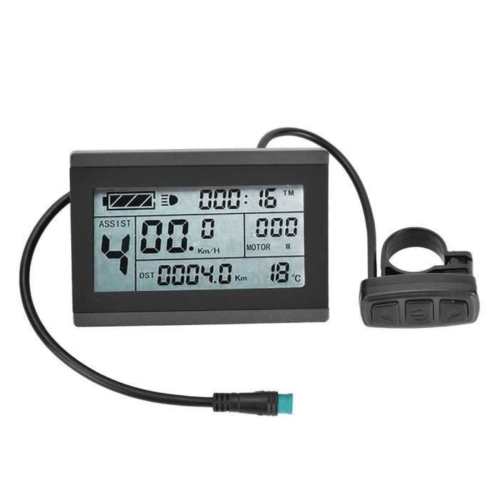 Compteur LCD Pour Vélo électrique - Compatible 24V/36V/48V - Prise SM étanche - Affichage Vitesse, Batterie, USB