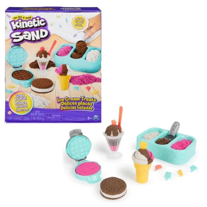 Coffret Kinetic Sand Delices Glaces - SPIN MASTER - Sable magique facile à modeler - 454g