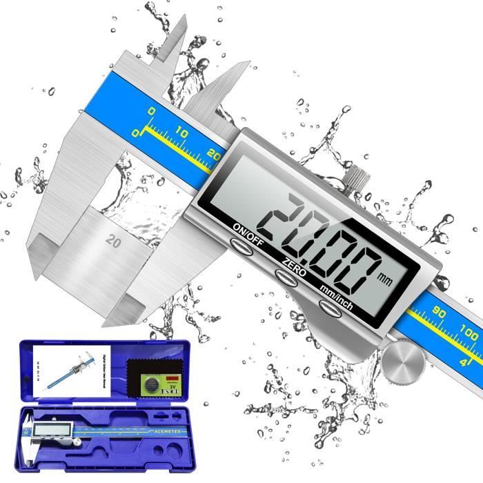 Pied à Coulisse Numérique 0-150 Mm – Précision 0.02 Mm, Acier Trempé, Pour Mesures Extérieures, Intérieures Et Profondeur
