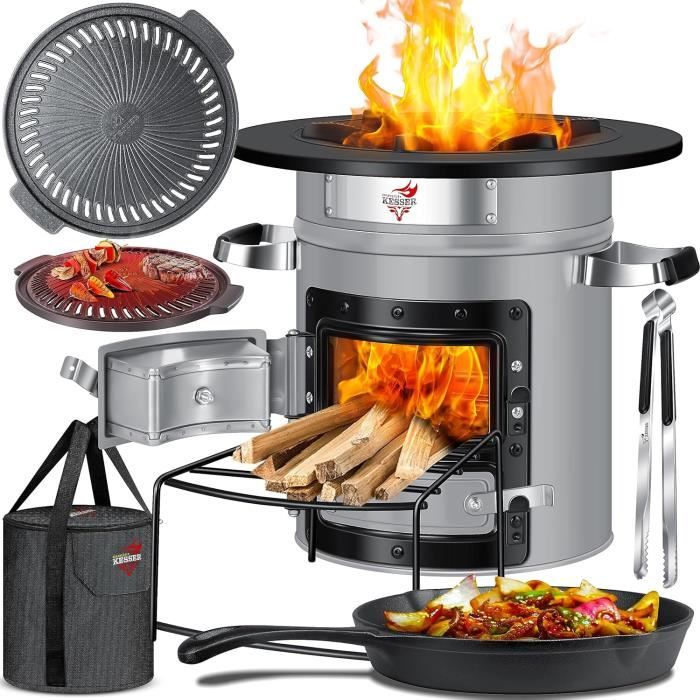 Mini réchaud de fusée de camping portable, extérieur, bois