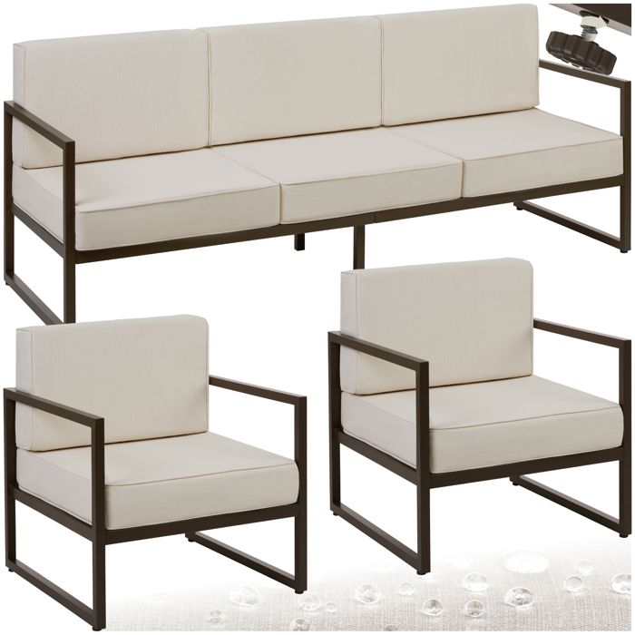 Salon de jardin - TECTAKE - Ensemble détente dextérieur COMOSA pour 5 personnes déperlant avec structure en acier - Marron/Beige Salon de jardin - TECTAKE - Ensemble détente dextérieur COMOSA pour 5 personnes déperlant avec structure en acier - Marron/Beige