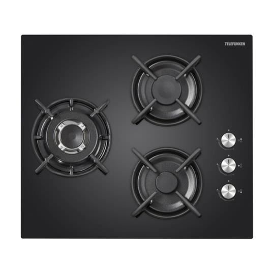 Plaque gaz TGV3C 3 foyers Verre Allumage une main - vue 2