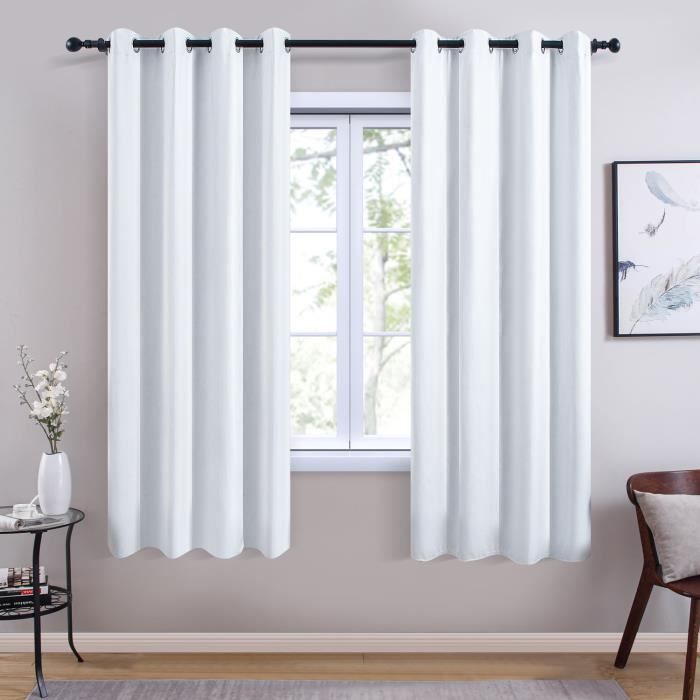 lot de 2 rideaux occultants blanc 140x220cm thermiques pour salon chambre moderne topfinel cdiscount maison