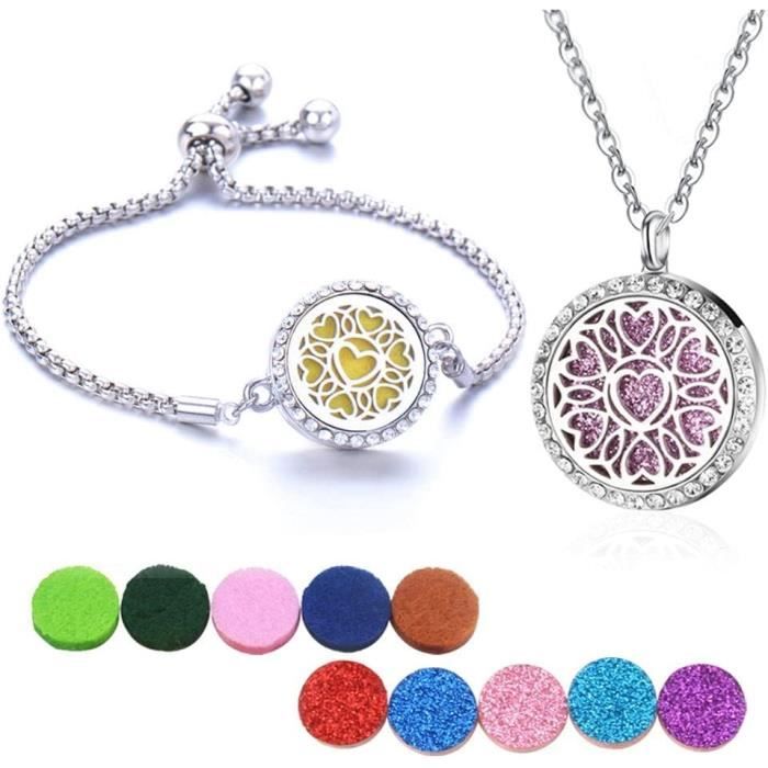 Collier Pendentif Rosace Diffuseur De Parfum - Aromathérapie - 56-60 Cm - Neuf Avec étiquettes