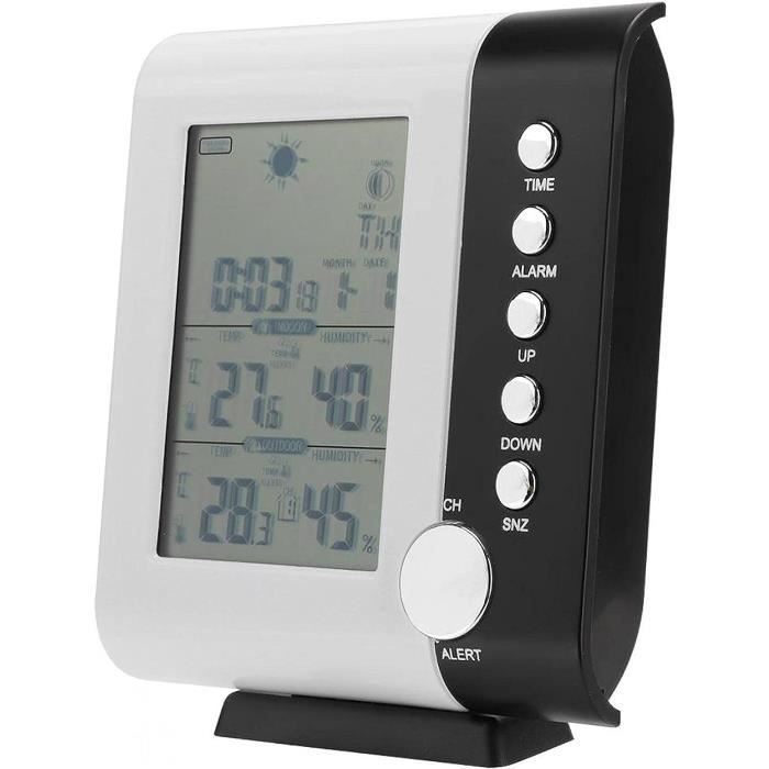 Station Météo Numérique LCD – Thermomètre, Calendrier, Horloge, Sans Fil, Intérieur/extérieur