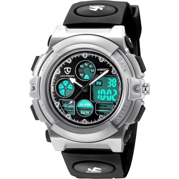 Timever Montre Digitale Enfant avec Chronomètre, Eclairage, Alarme, Date,Podomètres Marche Non