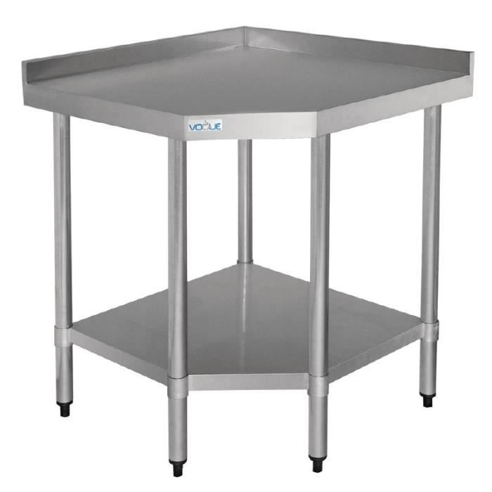 Table dAngle en Inox avec Etagère Basse - Vogue - Profondeur 700 - Brillant - 2 Portes Table dAngle en Inox avec Etagère Basse - Vogue - Profondeur 700 - Brillant - 2 Portes