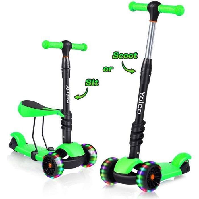 Gotrax GS1 Trottinette pour Enfants pour 3 à 8 Ans, 3 Hauteurs Réglables, Plateau Antidérapant de 6 Pouces de Large et Grande Stabilité (Noir
