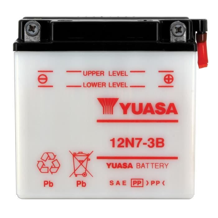 YUASA - Batterie Moto 12V Avec Entretien Sans Pack Acide 12N7-3B / 12N73B