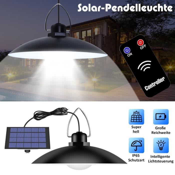 lampe solaire extérieur intérieur,suspension solaire avec télécommande,pour jardin,terrasse,balcon,garage, grange