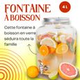 Distributeur Boisson avec Robinet 4 L - Fontaine à Eau et Cocktail - Bol à Punch - Jarre en Verre pour Limonades - Bonbonne - Bocal-1