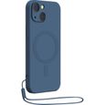 Coque Apple iPhone 14 Compatible MagSafe Silicone Bleue Bigben-1