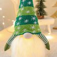 Décorations de Noël à la main Gnome avec lumière LED décor chapeau scandinave nordique Santa Figurine elfe en peluche（vert）-1