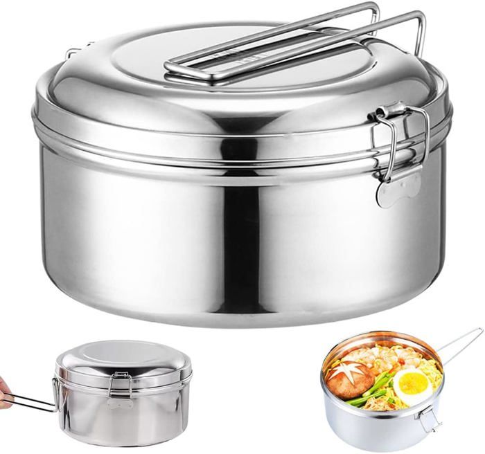 Lot De 3 Lunch Box En Acier Inoxydable - Rondes, Étanches, Empilables (12, 14, 16 Cm) - Idéales Repas, Snacks, Voyage