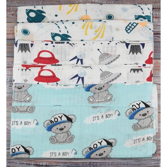 Lot De 3 Langes En Mousseline 70x80 Cm - Fabriqués En UE - 100% Coton Certifié - Pour Bébé Fille Et Garçon