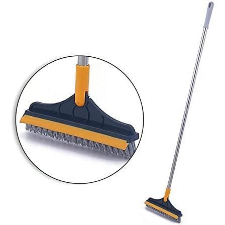 KATLKIU Kit De Nettoyage Avec Manche Télescopique 120 Cm - 2 Brosses Et 2 Raclettes Pour Salle De Bain, Sols Et Coins Difficiles