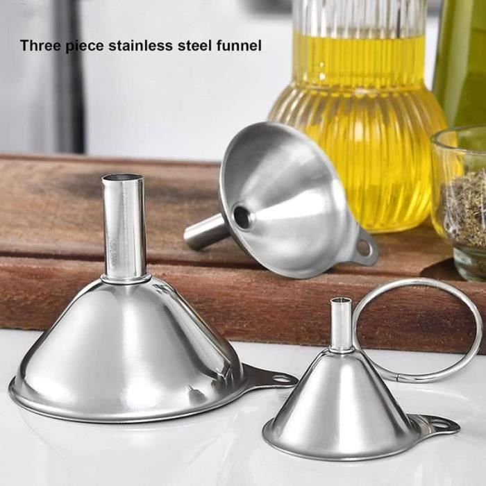 Lot De 3 Mini Entonnoirs ø 7,5 5,5 4,5 Cm Inox