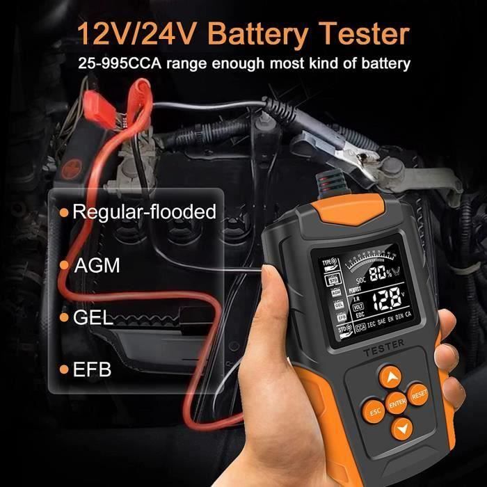 Testeur de batterie de voiture 12V24V testeur de batterie CCA instrument de  mesure de résistance interne analyseur de batterie - Cdiscount Bricolage