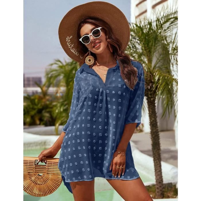 Robe de Plage Femme D t Sexy Pareo de Plage pour Maillot de Bain