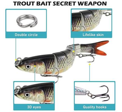 gros leurre de pêche articulé 14 cm neuf. | UK