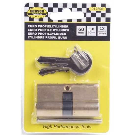 Cylindre De Serrure De Porte 60 Mm X 32 Mm Avec 5 Clés - Marque VEKA KMV En Acier Inoxydable