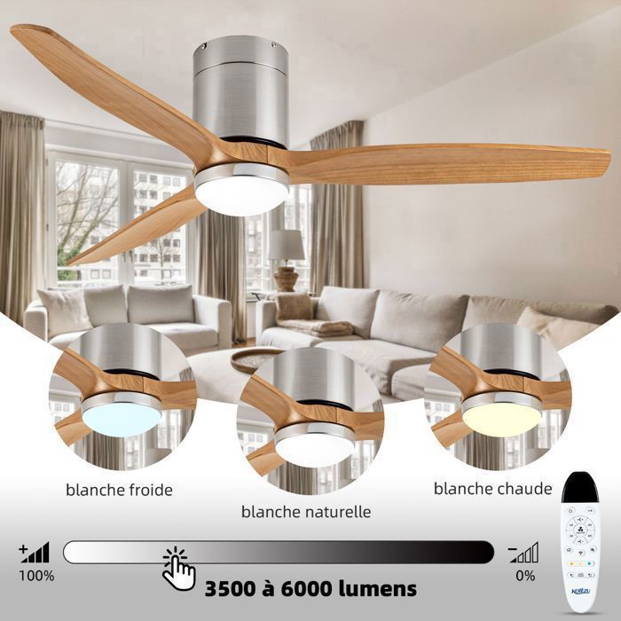 Ventilateur De Plafond Airfusion Aria CTC – 122 Cm, LED, Télécommande, Blanc, Beacon, Neuf