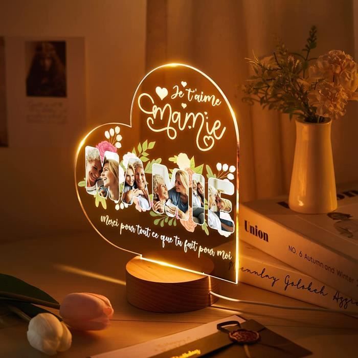 Giftove Cadeau Personnalisé pour Grand Mere - Lampe Personnalisée avec  Photo - Cadeau Mamie de Noel et Anniversaire