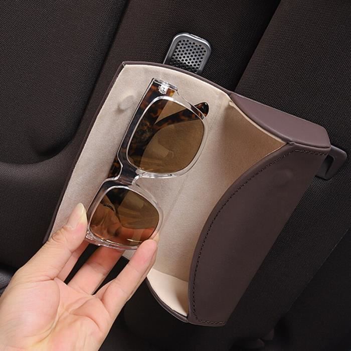 Etui à lunettes,QHCP voiture lunettes de soleil boîte étui lunettes boîtes  de rangement support pare soleil - Type Black - Cdiscount Bijouterie
