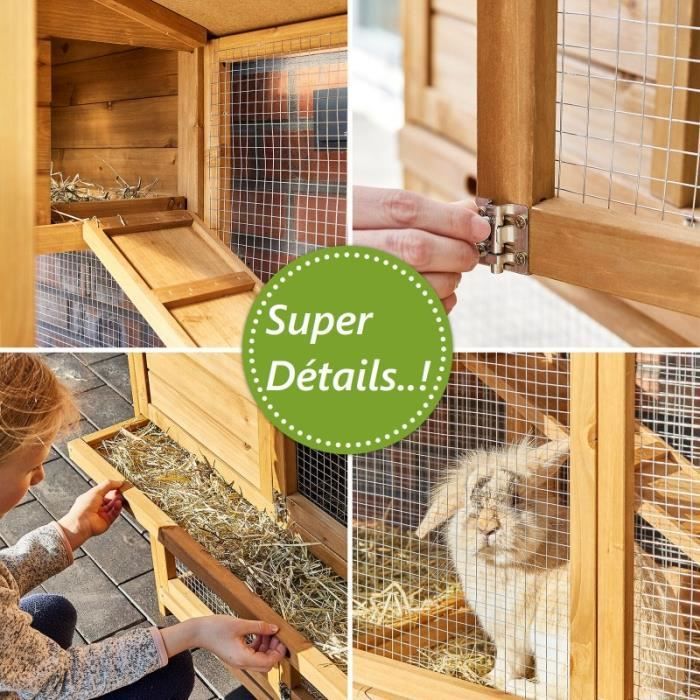 Cage Clapier Enclos lapin Extérieur en bois Haute Qualité pour lapins  petits animaux- Modèle : 084 Stupsi 146x46x94 cm - Cdiscount Animalerie