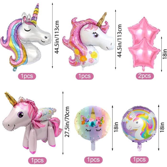 Décoration Anniversaire Licorne Fille,Ballon Licorne 3D Joyeux Décoration Anniversaire Licorne Fille,Ballon Licorne 3D Joyeux