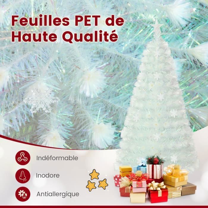 COSTWAY Sapin Noël Artificiel 150cm Floqué Neige 150 LED 11 Modes - 334 Branches