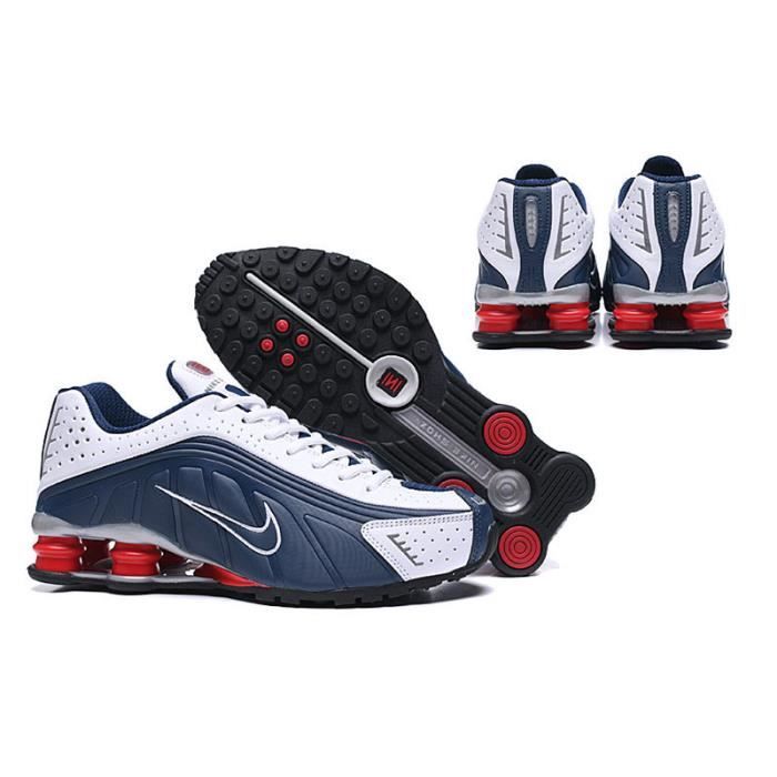Basket NIKE SHOX R4 AUTREMENT Adulte Lacets Blanc bleu Noir Synthetique Blanc bleu Cdiscount Chaussures