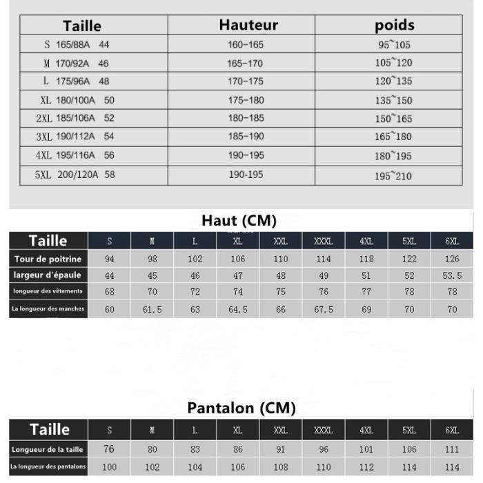 Tableau taille costume homme deals