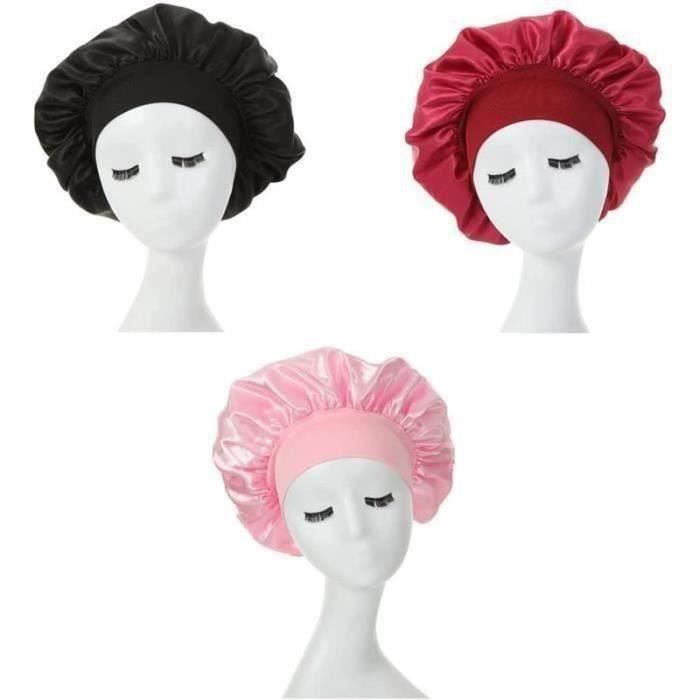Lot de 3 bonnets en satin - Bonnet de nuit avec large élastique - Bonnet en  soie pour dormir - Pour femme et fille - Cheveux bouclés - Cdiscount Au  quotidien