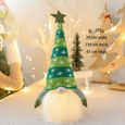 Décorations de Noël à la main Gnome avec lumière LED décor chapeau scandinave nordique Santa Figurine elfe en peluche（vert）-3