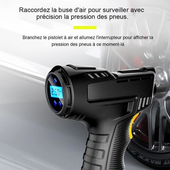 Compresseur d'air portable LUVEGO et gonfleur de pneus - Sans fil avec  batterie