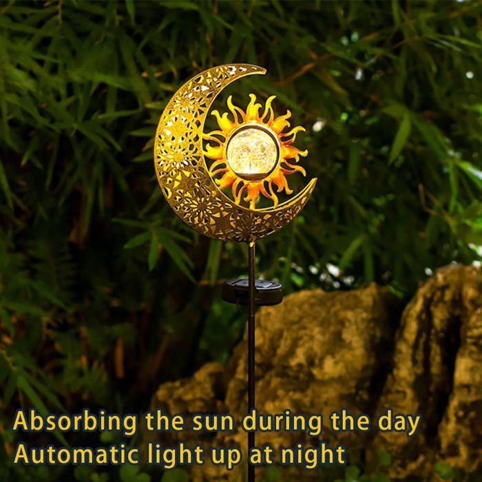 Lampes Solaires Extérieures Noël - 8 LEDs Verre Craquelé, IP44 - Pour Jardin, Allée, Décoration Festive - 5
