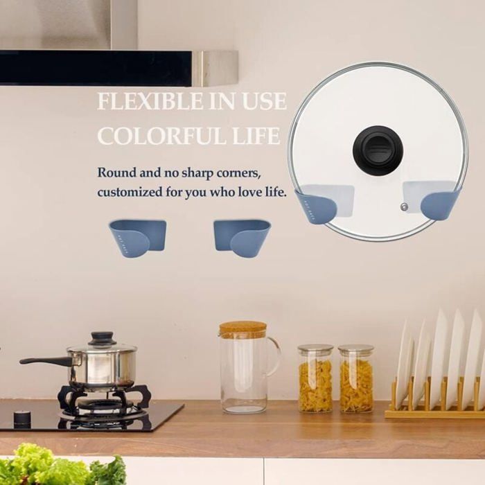 Support Fer 5 Places Support Couvercles Casseroles Mural - Organisateur Armoire Cuisine - 5 Fentes - Fer Argenté Rangement Sous Evier